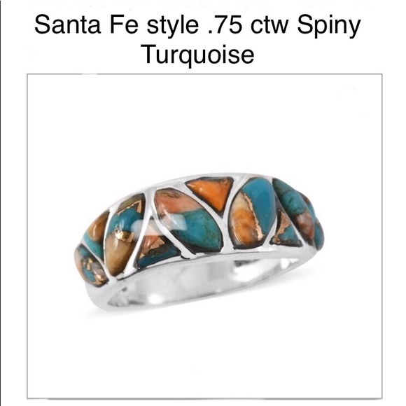 REAL Spiny Turquoise/sterling silver ring size 7 - Picture 1 of 8